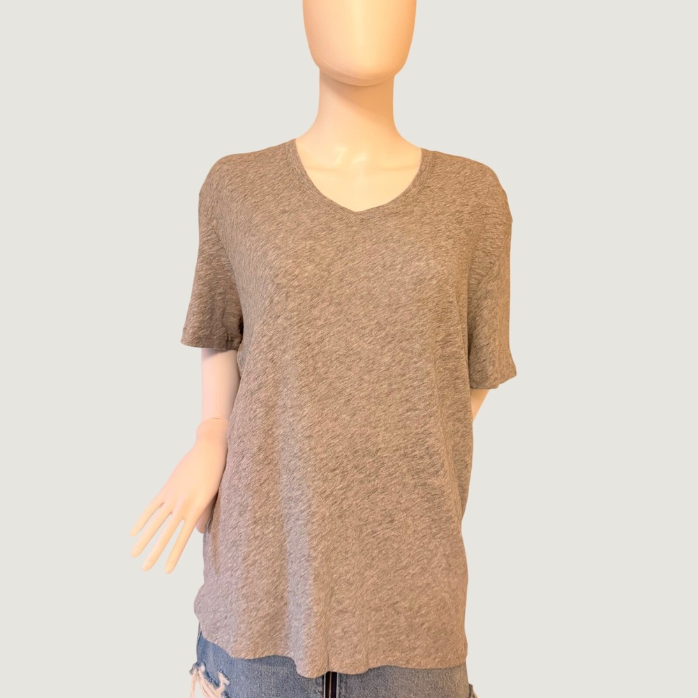 NWT ATM Anthony Thomas Melillo Womens V-Neck Slub Jersey T-Shirt Heather Grey XL